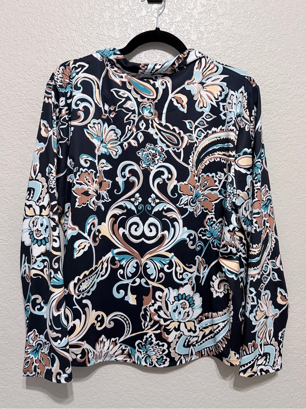 Chico's Zenergy Paisley Pullover Top | Size 3 XL | Cowl Neck | Stretch - Picture 7 of 9